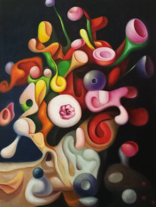 Zhang Zhiyong, An Irritating Mystery, oil on canvas, 2024